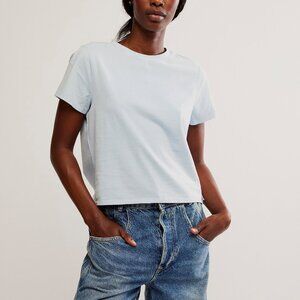 Free People Light Blue Short Sleeve Tee